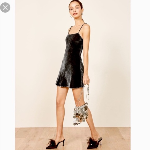 Reformation velvet silk Elegant Gray Velvet Mini Dress size M